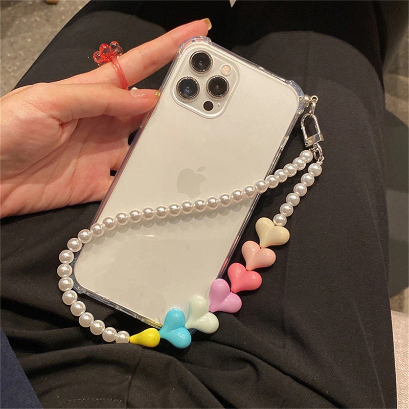 Clear Phone Case With Charm Loop for iPhone 14 13 12 Pro Max