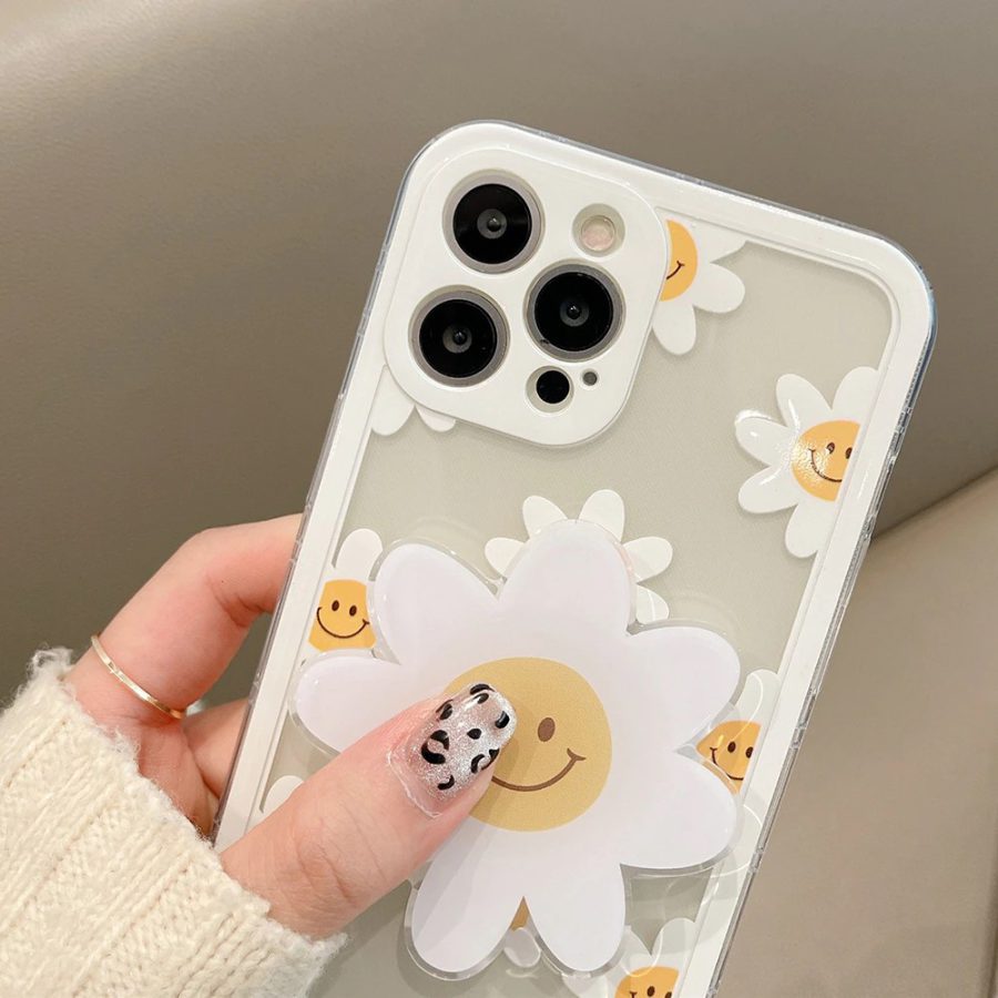 Smiley Daisy Phone Case With Phone Holder