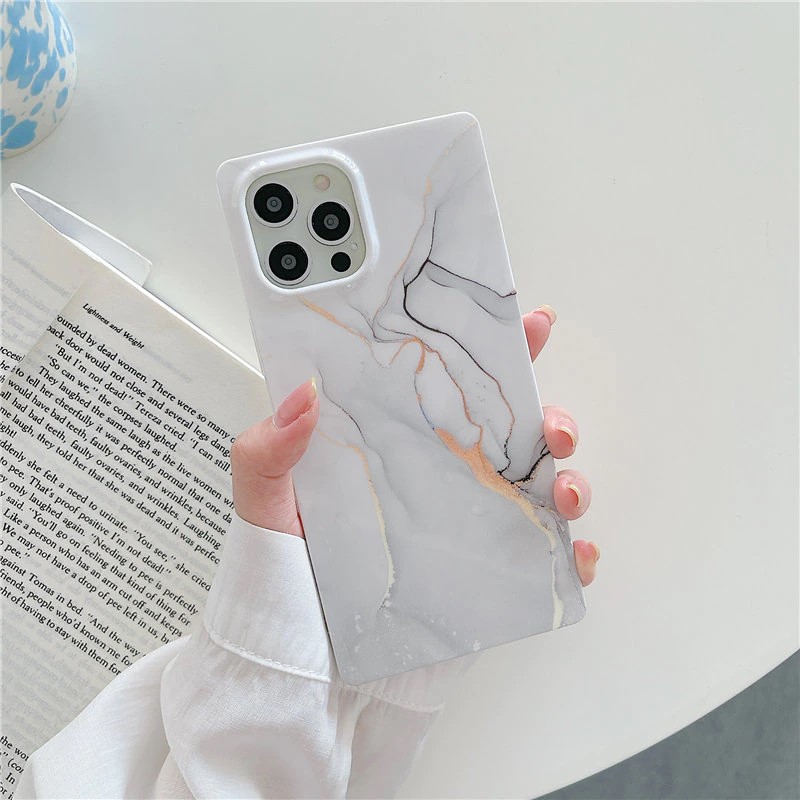 White Marble Square iPhone 14 Pro Max Case