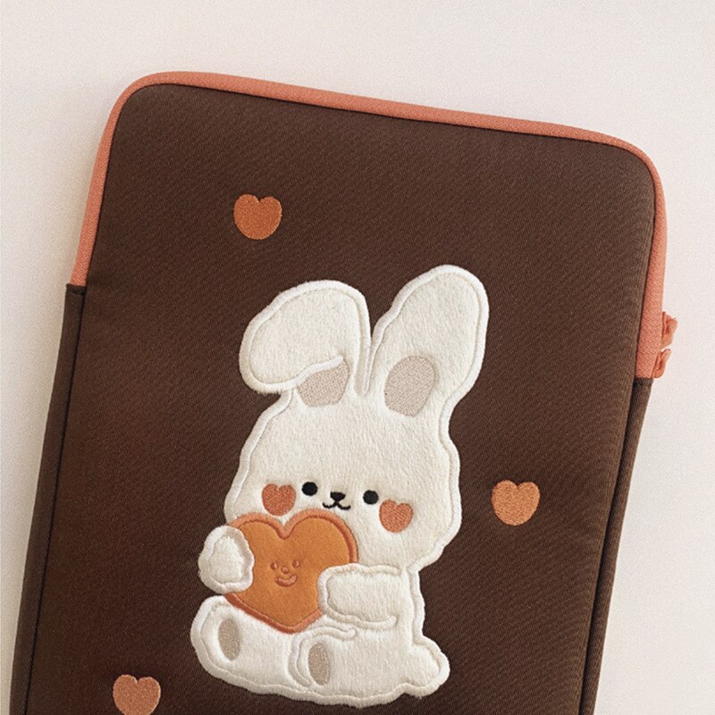 White Brown Kawaii Rabbit iPad Case