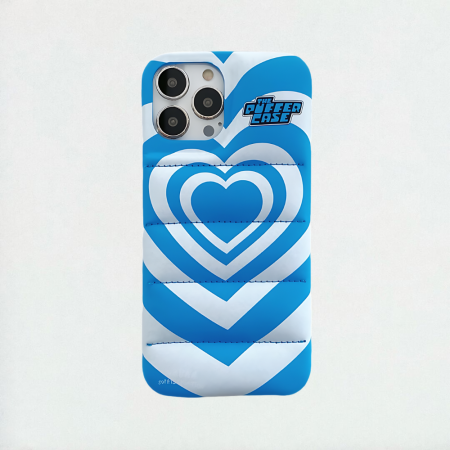 Blue Heart Puffer Phone Case iPhone 14 Pro Max