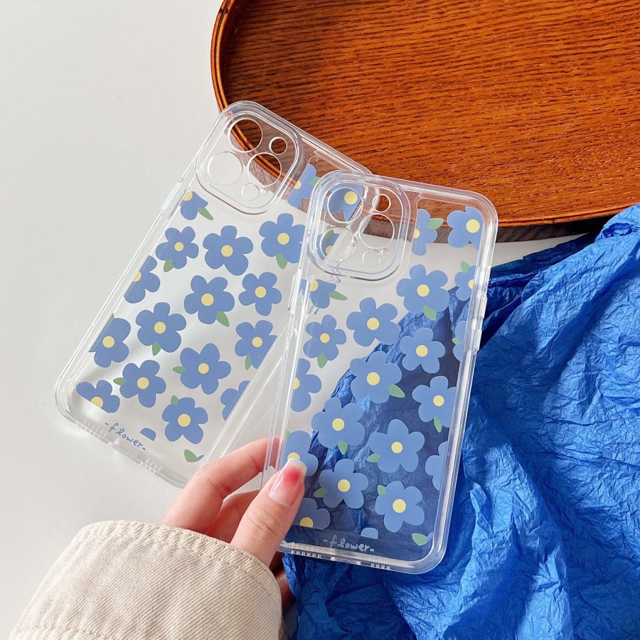 Blue Flowers Clear iPhone Cases