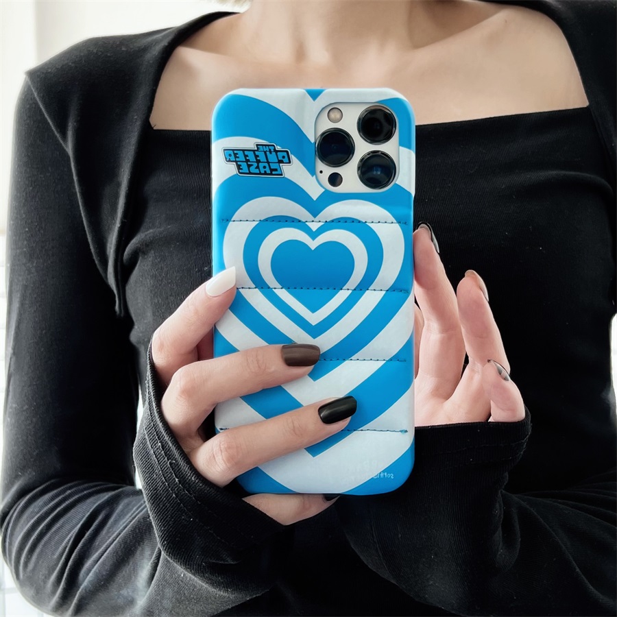 70s Blue Heart Puffer iPhone 14 Pro Max Case