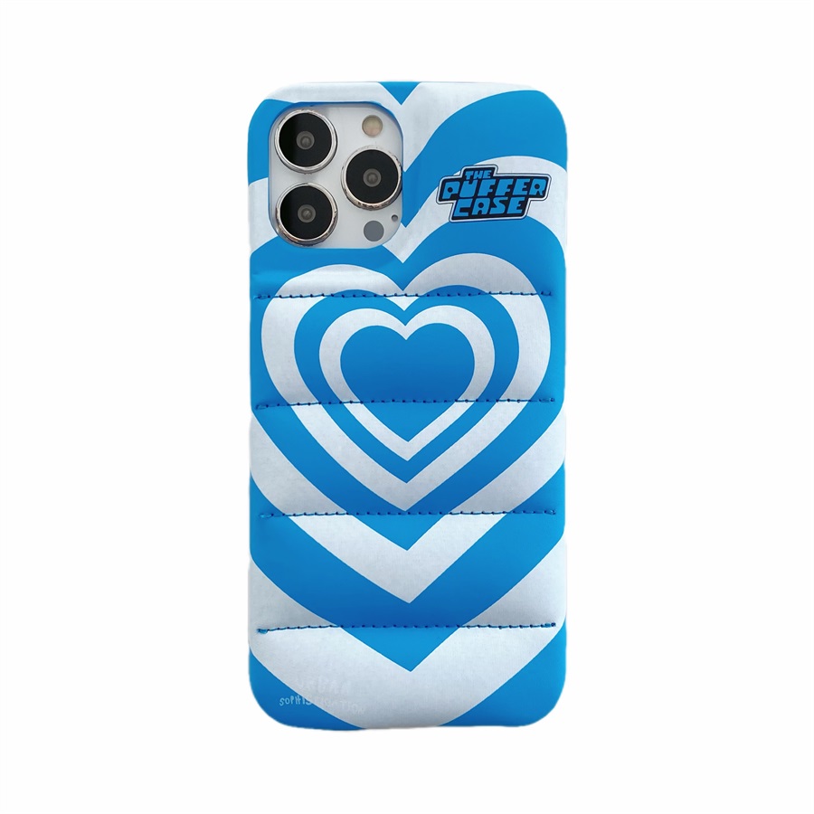 70s Blue Heart Puffer 13 Pro Max iPhone Case