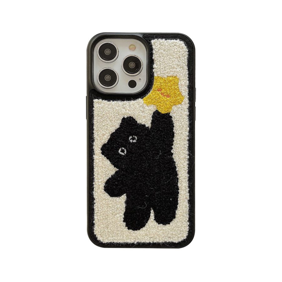 Black Plush Cat iPhone 13 Pro Max Case
