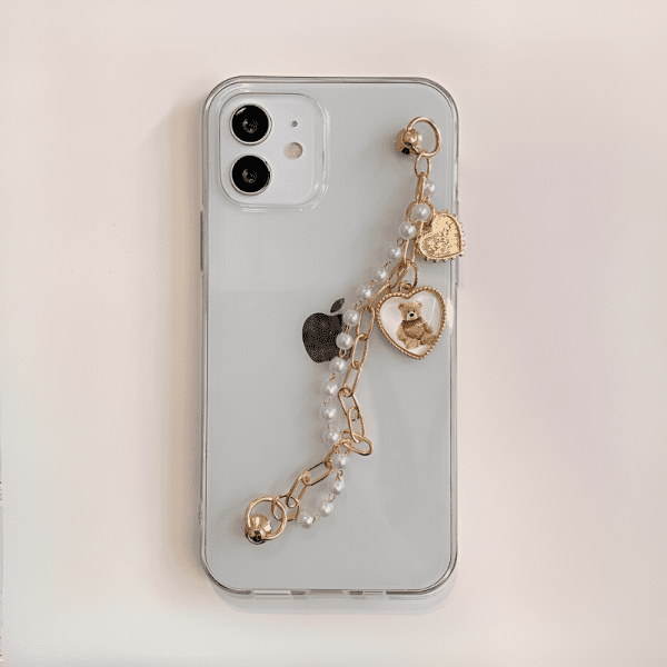 Clear iPhone Case with Teddy Bear Charm