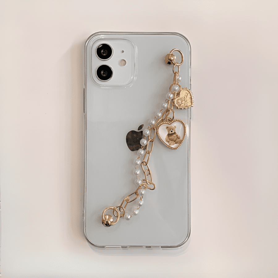 Clear iPhone Case with Teddy Bear Charm