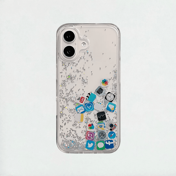 iPhone 16 Liquid Glitter Case - Silver Color