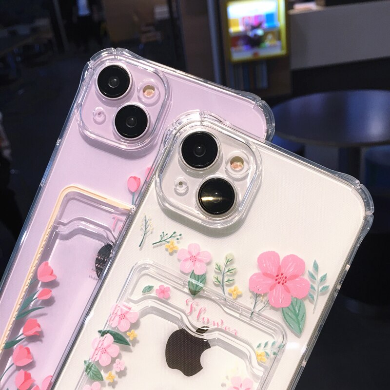 Pink Flowers Clear iPhone Cases