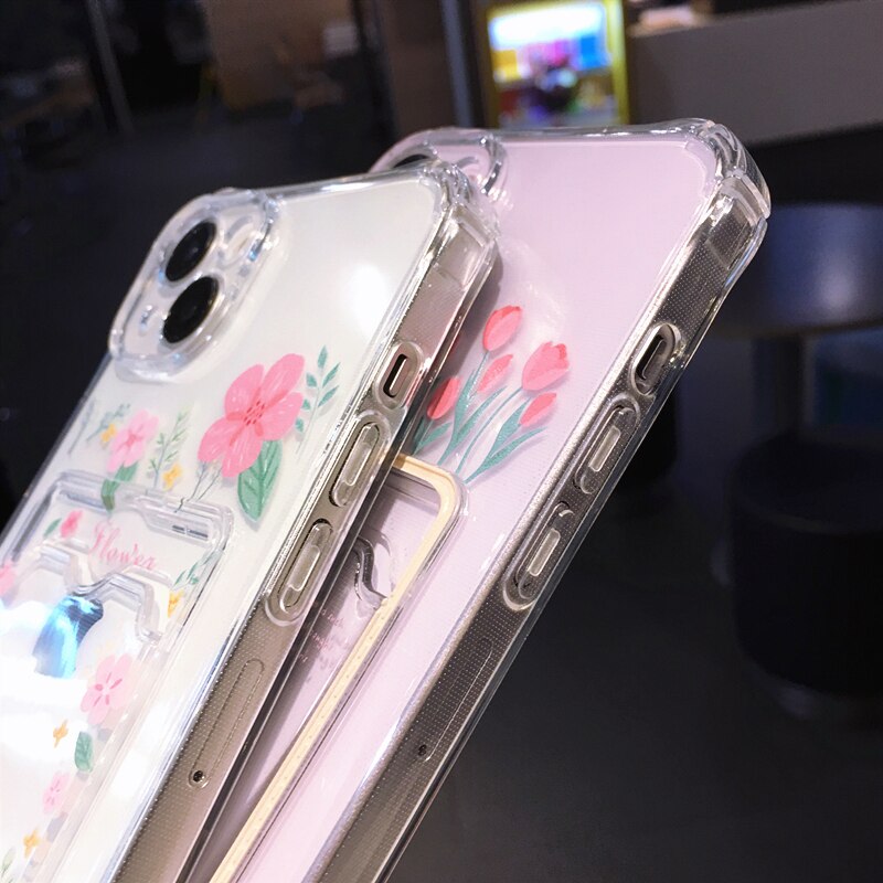 Pink Flowers Clear iPhone 11 Case