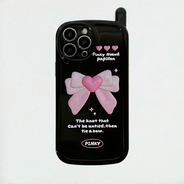 Black iPhone Case With Pink Bow Tie Design