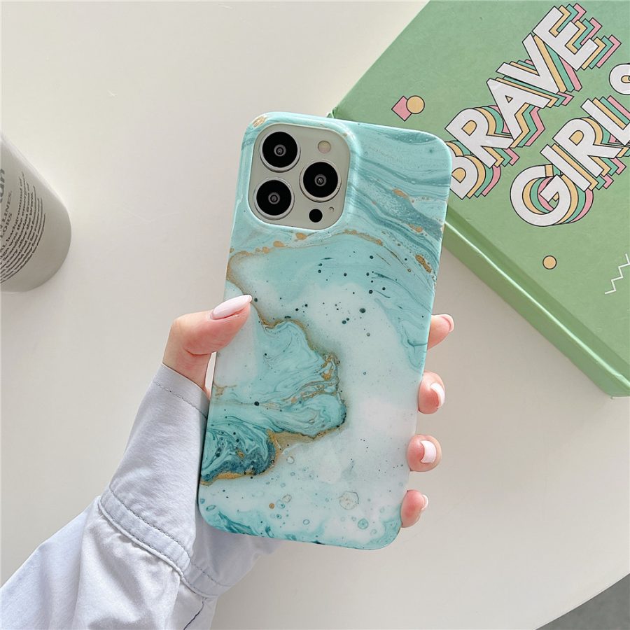 Glossy Green Marble iPhone 14 Pro Max Case