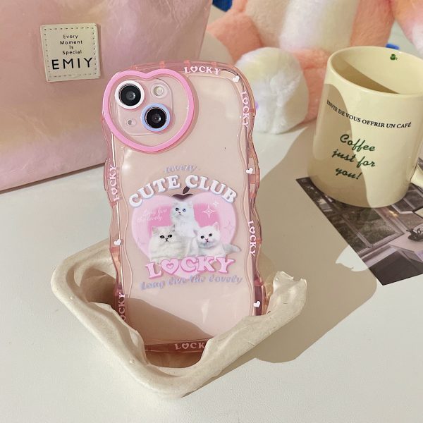 Pink Wavy Cats iPhone 13 Case