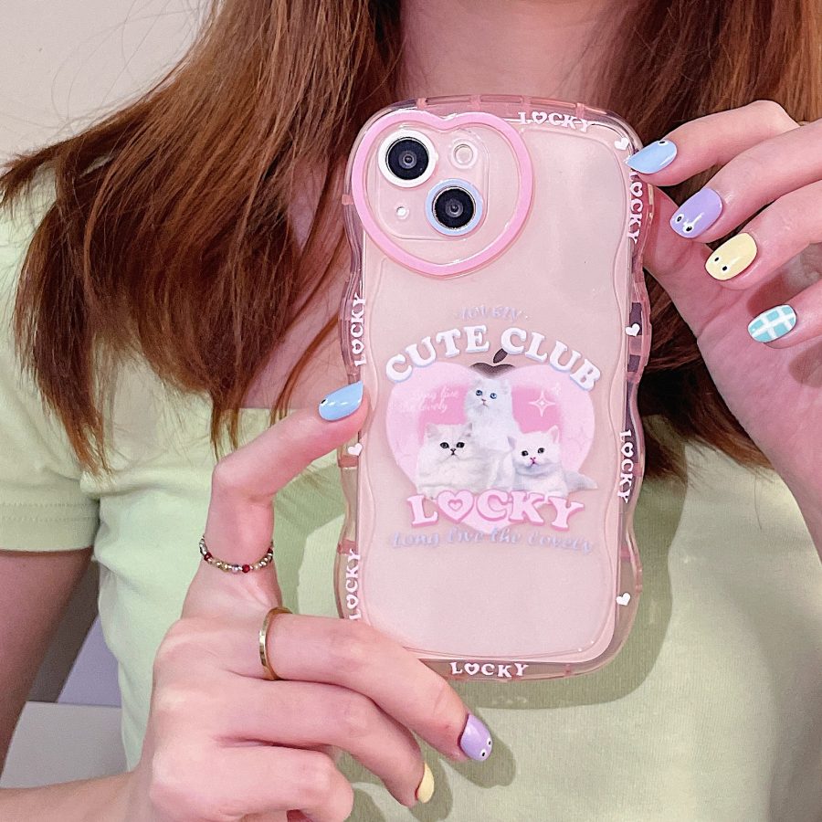 Pink Wavy Cats iPhone Case