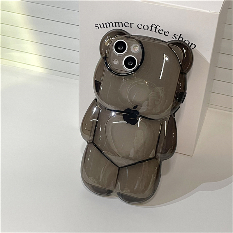 3D Teddy Bear Black iPhone Case