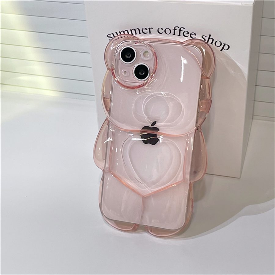 3D Teddy Bear Pink iPhone Case