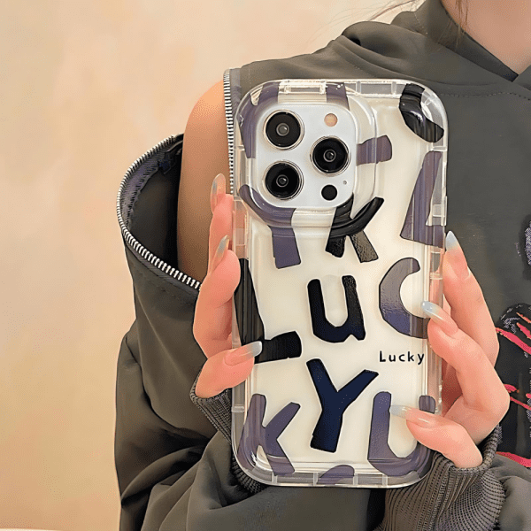 Black Letters Lucky Shockproof iPhone 14 Pro Max Case