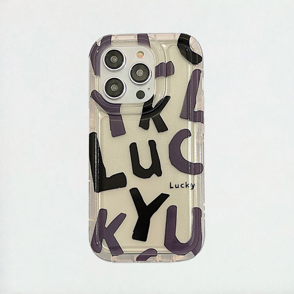 Black Letters Lucky Shockproof Phone Case iPhone 14 Pro Max