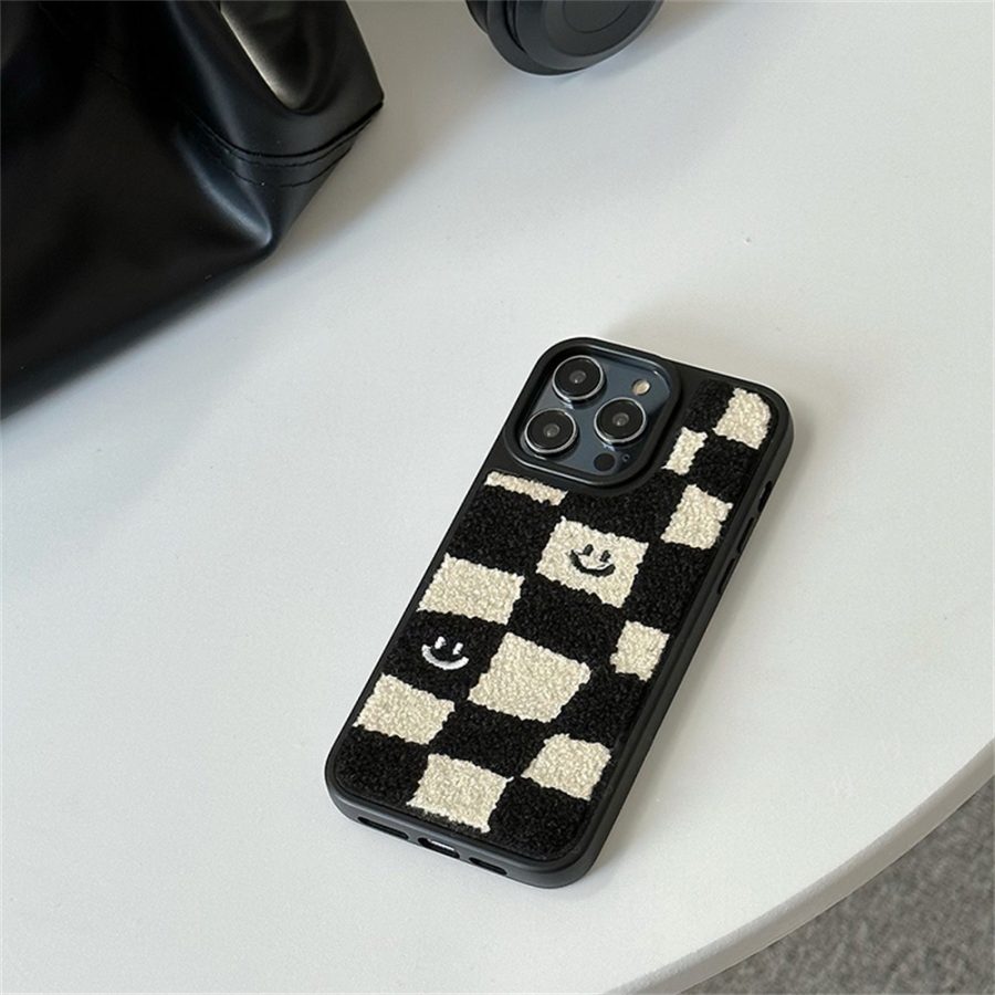 Checkered Embroidery iPhone Case
