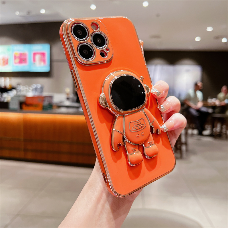 Plated Orange Astronaut iPhone Case