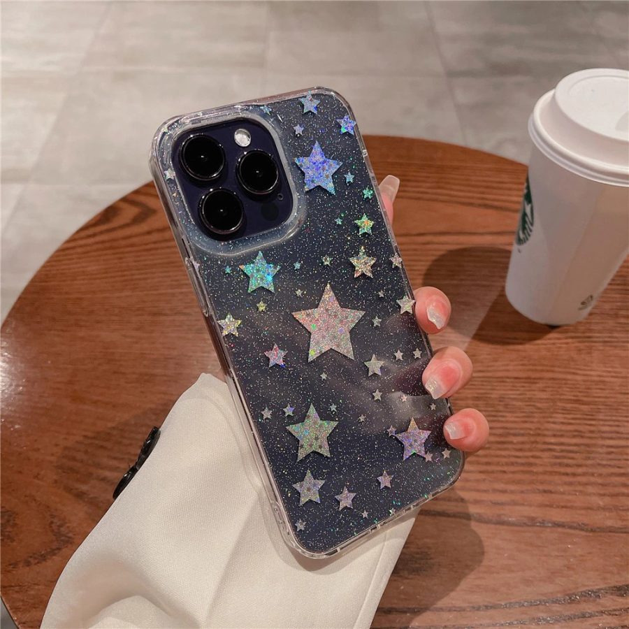 Glitter Rainbow Stars iPhone 14 Pro Max Case