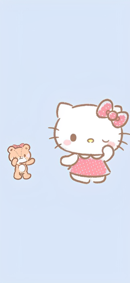 Hello Kitty and Teddy Bear iPhone Wallpaper