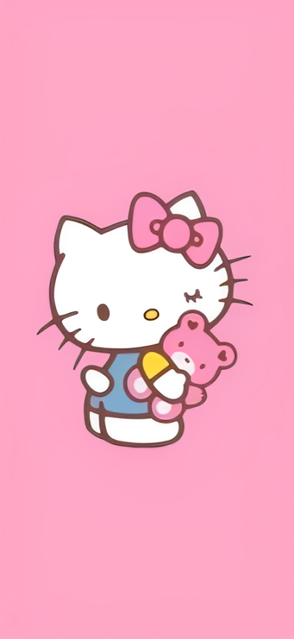iPhone Wallpaper - Hello Kitty and a little teddy bear