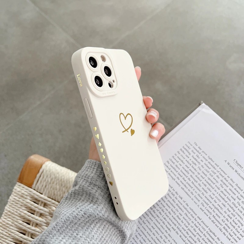 Golden Heart White iPhone 14 Pro Max Case