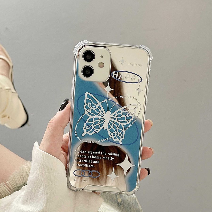 White Butterfly Mirror iPhone 14 Case