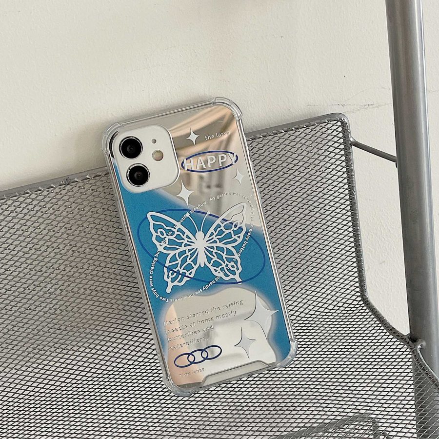 White Butterfly Mirror iPhone 12 Case