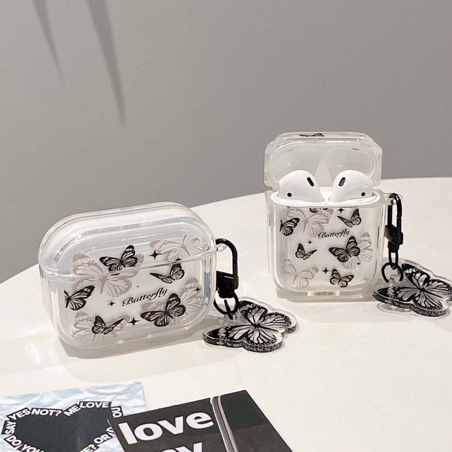 Black Butterfly Clear AirPod Cases