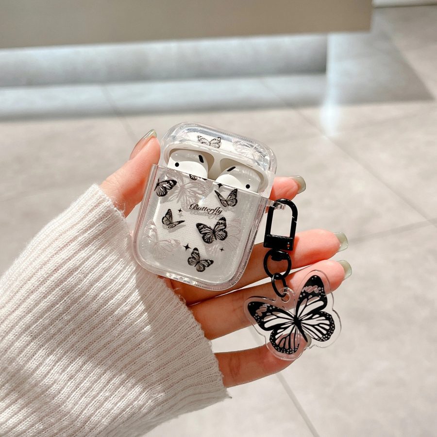 Clear Black Butterfly AirPods Case