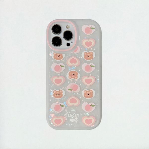 Teddy Bear & Peach Phone Case iPhone 13 Pro Max