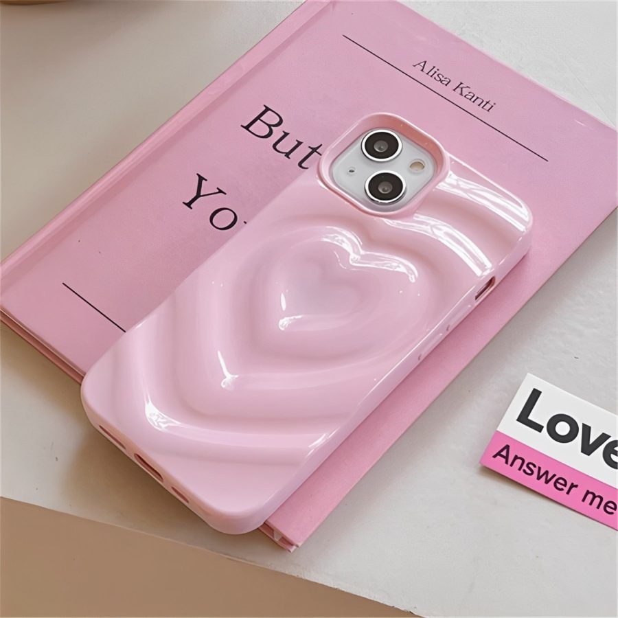 Glossy Pink Heart iPhone 14 Case