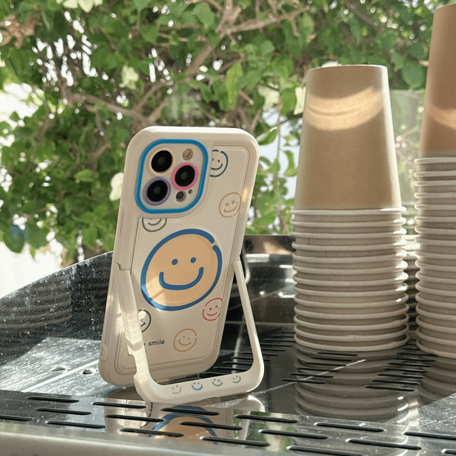 Smiley Face iPhone Case With Stand Holder