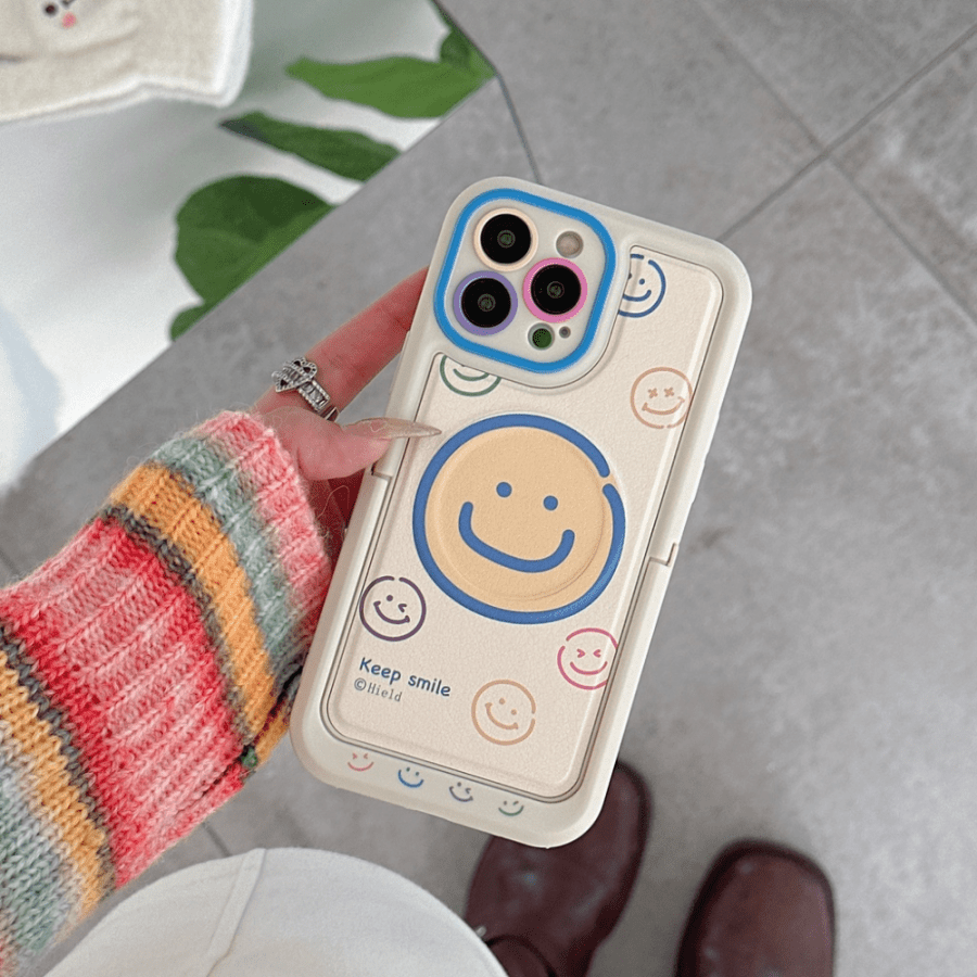 Smiley Face iPhone 14 Pro Max Case With Stand Holder