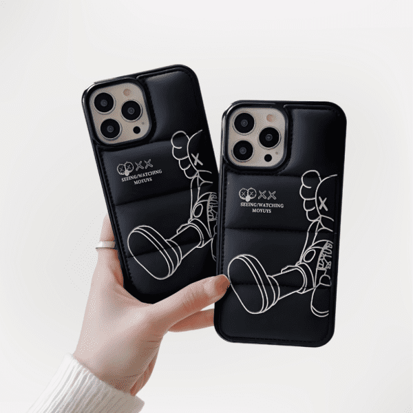 Black Kaws Puffer iPhone 15 Pro Max Cases