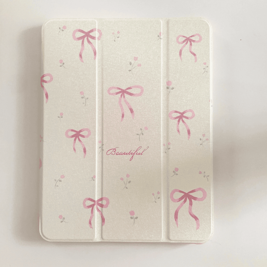 iPad Cover - Pink Bow Tie and Pink Floral Design
