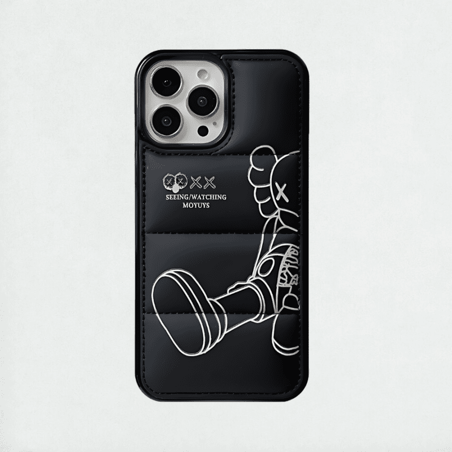 Black Kaws Puffer Phone Case iPhone 15 Pro Max