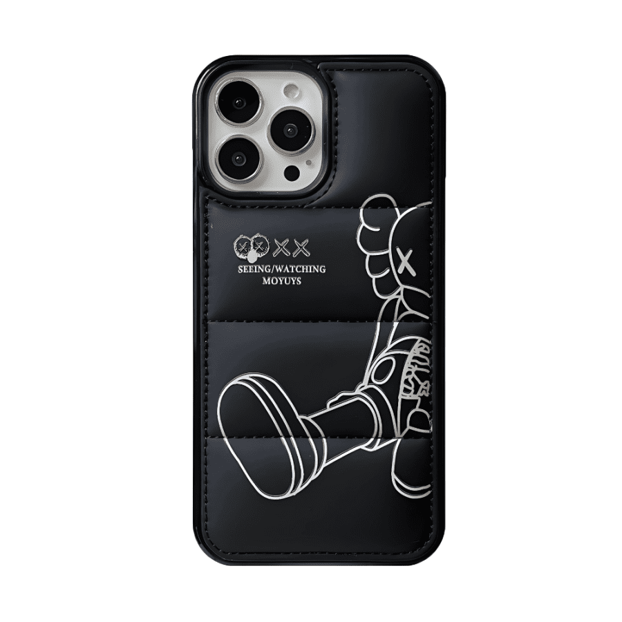 Black Kaws Puffer Phone Case - iPhone 15 Pro Max