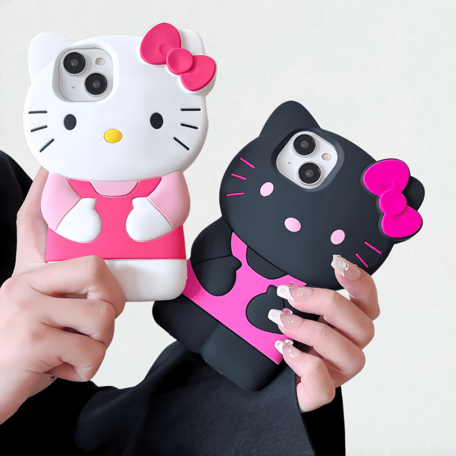 3D Hello Kitty iPhone Cases - White and Black