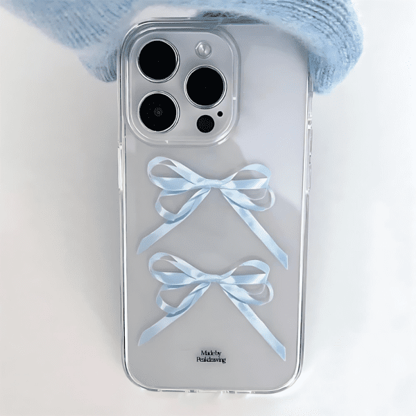 Bow iPhone 15 Pro Max Case - Blue Color