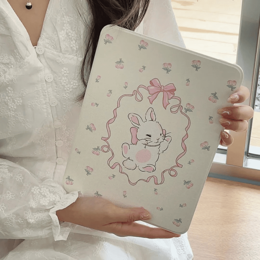 cute floral bunny ipad case