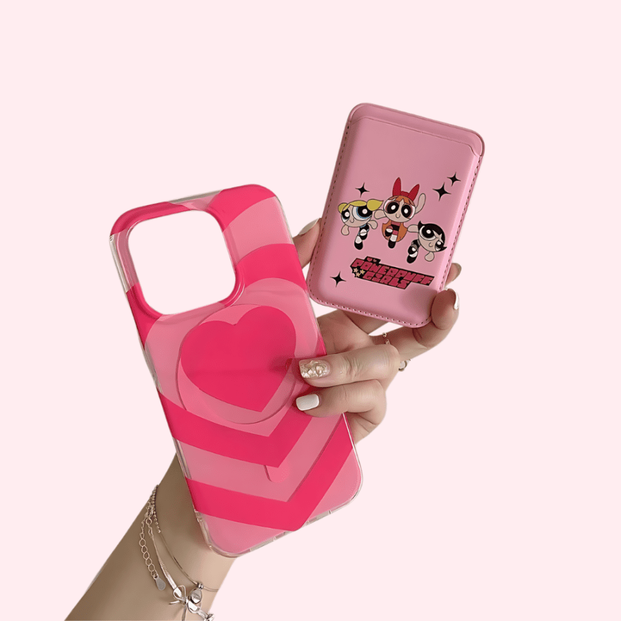 Pink Phone Case iPhone 15 Pro Max + Powerpuff Girls Wallet