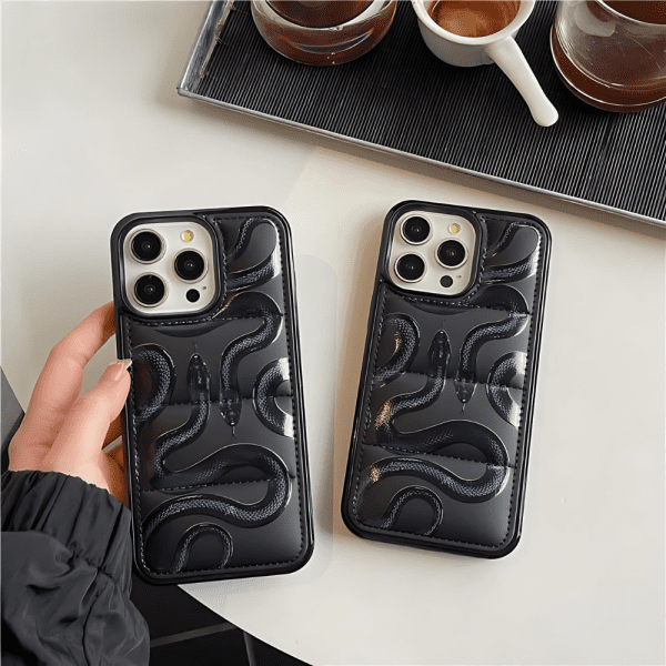 Black Snake Puffer iPhone 14 Pro Max Case