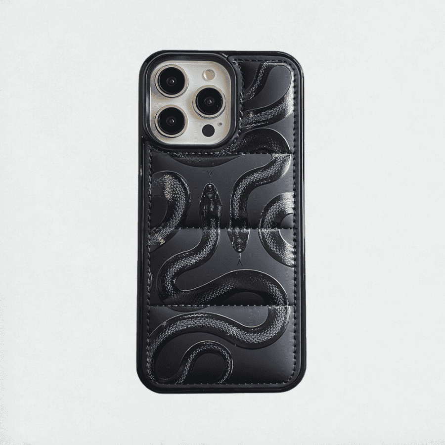 Black Kingsnake Puffer iPhone 15 Pro Max Case