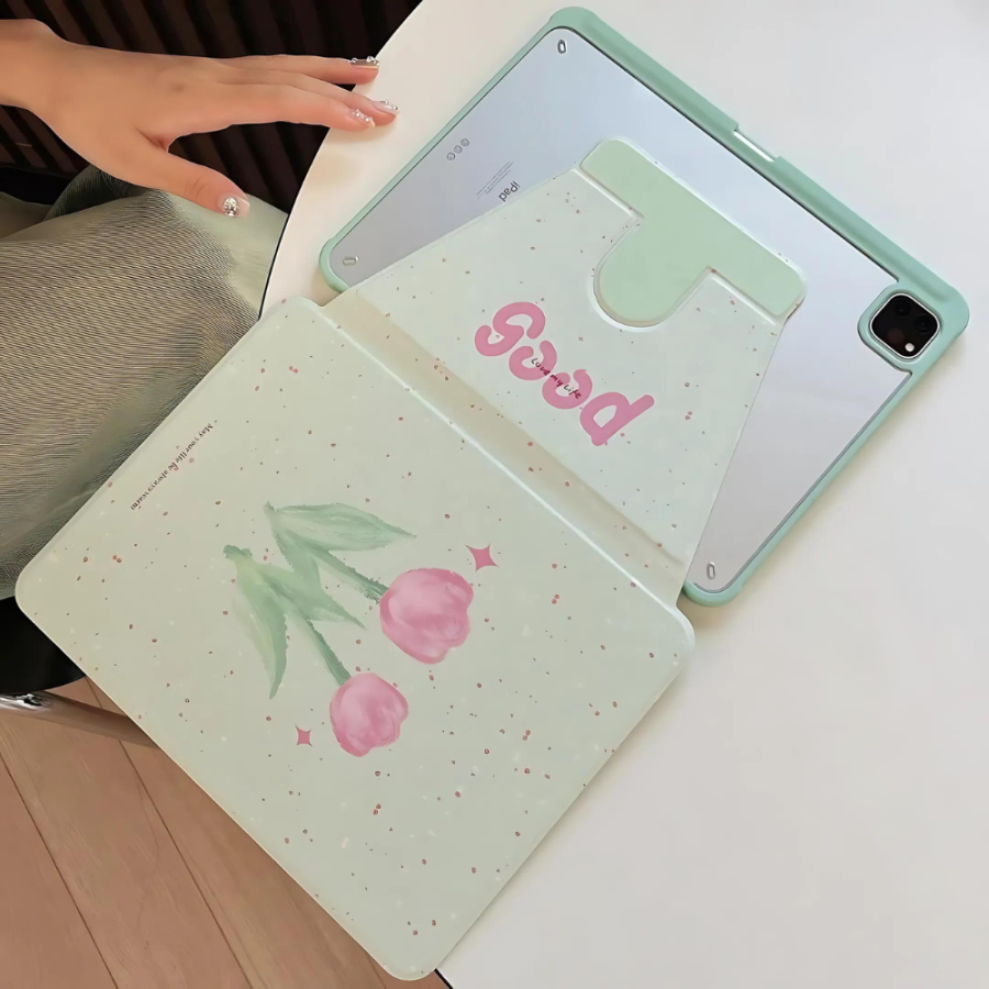 Pink Tulip Flower iPad 10th, 9th, 8th, 7th, 6th Generation Case