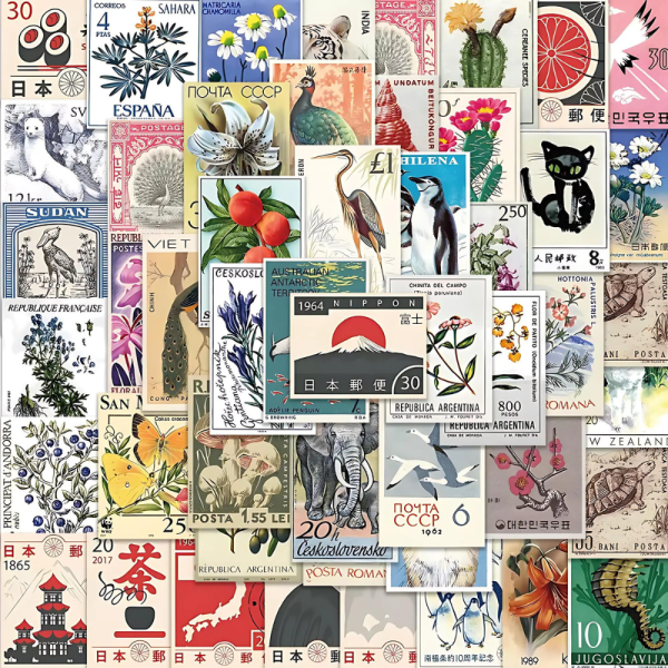 Vintage Postage Stamp Stickers