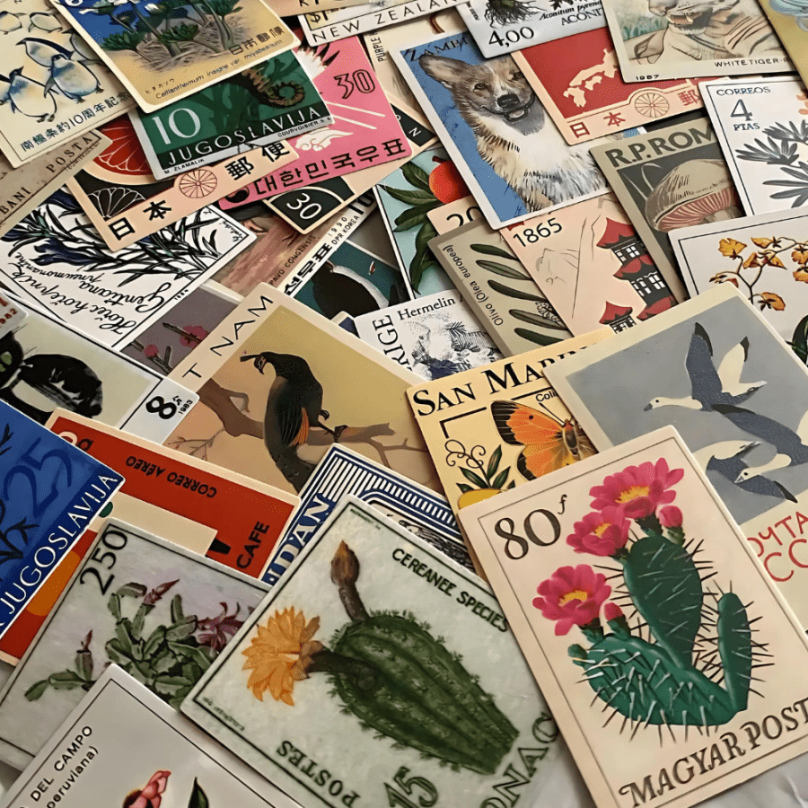 Vintage Postage Stamp Stickers