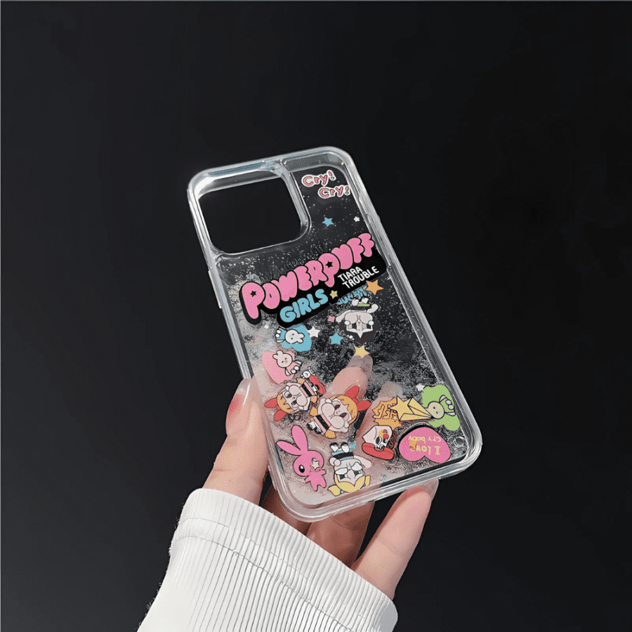 Cute Powerpuff Girls Glitter Phone Case iPhone 15 Pro Max